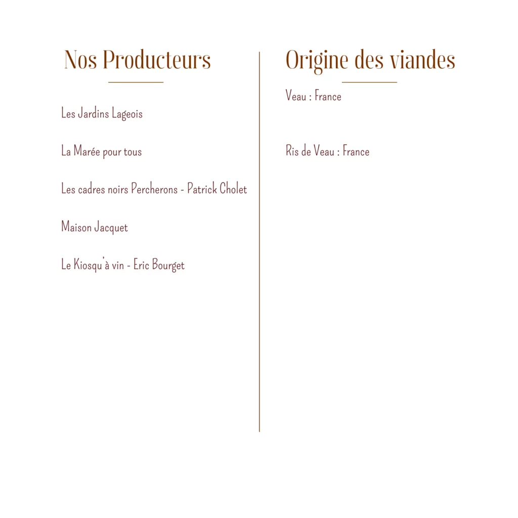 Carte des vins du restaurant La Table de Luc au Mans